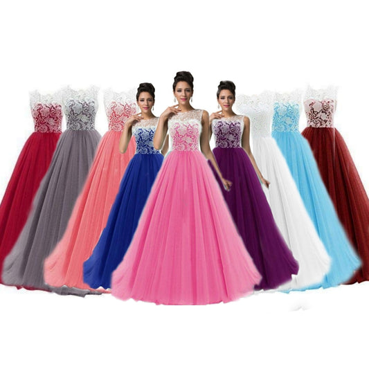 Elegant Women Net Fit & Flare Maxi Dress – Layered Tulle Party & Evening Gown grey