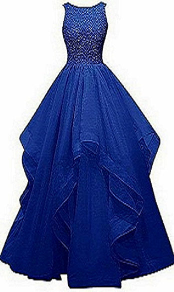 Royal Blue Layered Evening Gown for Women