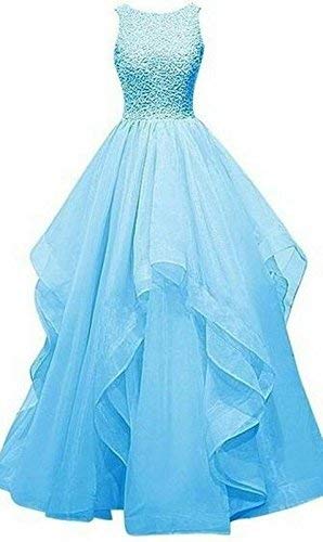 Elegant Women Embellished Sequined Boat Neck Net Fit & Flare Maxi Dress – Party & Evening Gown sky blue