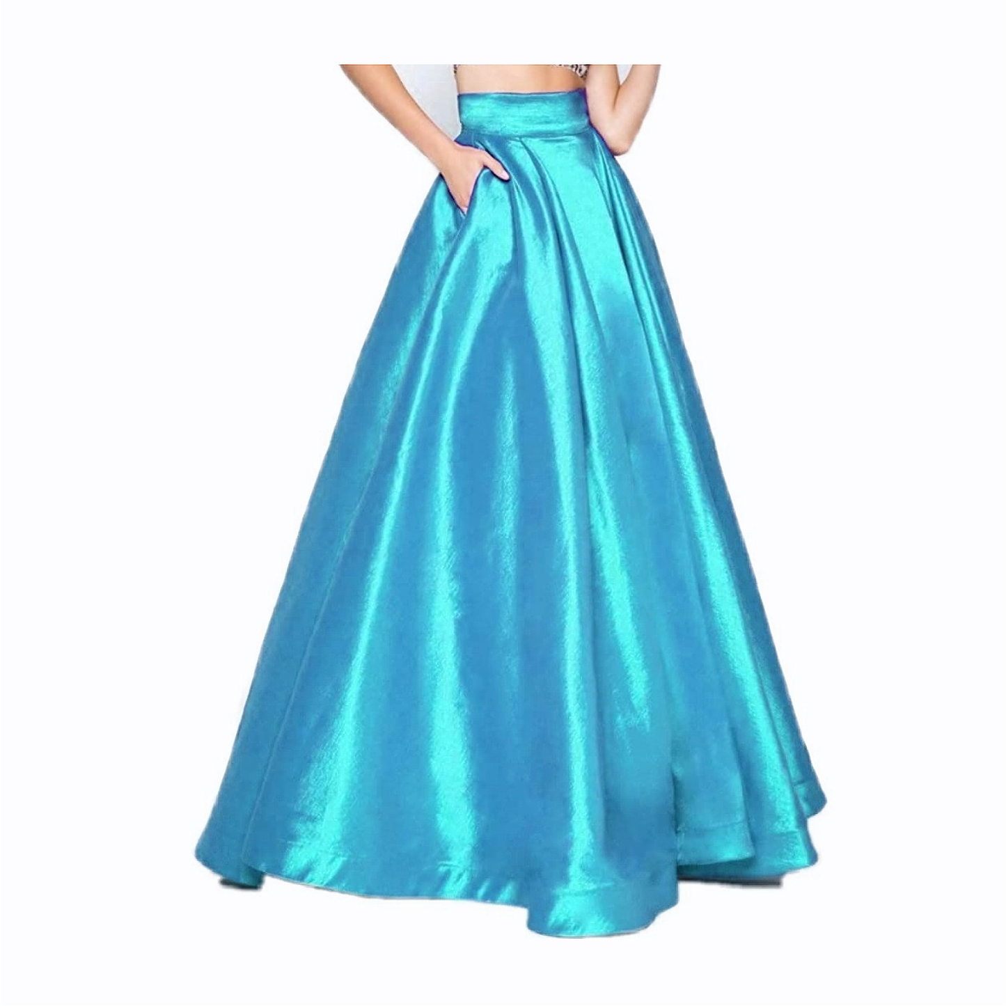 Women Satin A-Line Skirt – Trendy High Waist Party & Casual Wear blue