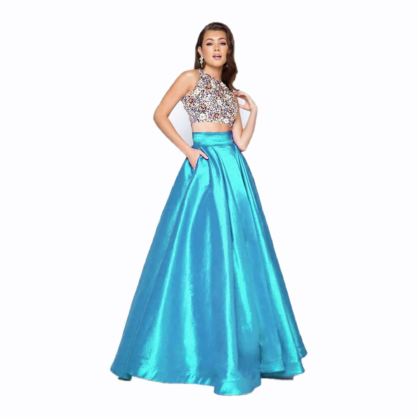 Women Satin A-Line Skirt – Trendy High Waist Party & Casual Wear blue