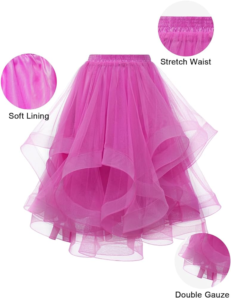 Elegant Women Flared Knee-Length Net Skirt – Layered Tulle Party & Casual Wear pink