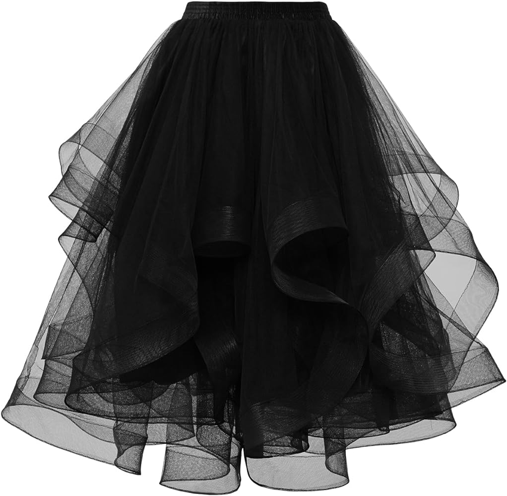 Elegant Women Flared Knee-Length Net Skirt – Layered Tulle Party & Casual Wear black