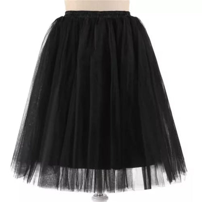 Elegant Women Flared Knee-Length Net Skirt – Layered Tulle Party & Casual Wear black