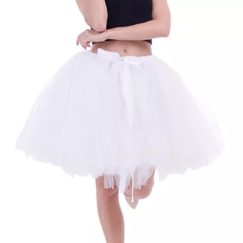Elegant Women Flared Knee-Length Net Skirt – Layered Tulle Party & Casual Wear white