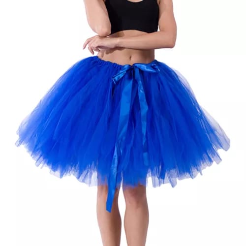 Elegant Women Flared Knee-Length Net Skirt – Layered Tulle Party & Casual Wear blue