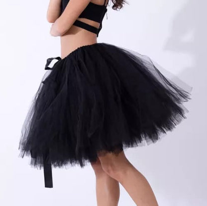 Elegant Women Flared Knee-Length Net Skirt – Layered Tulle Party & Casual Wear black