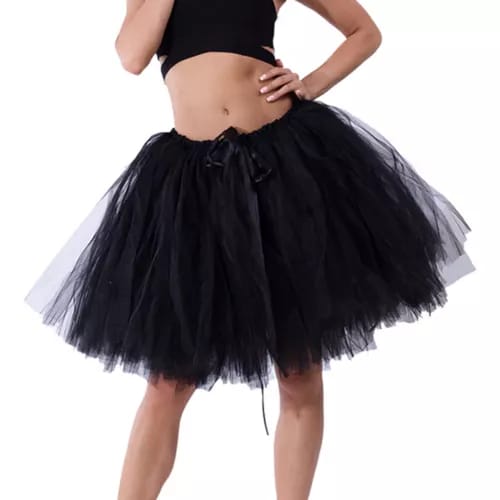 Elegant Women Flared Knee-Length Net Skirt – Layered Tulle Party & Casual Wear black
