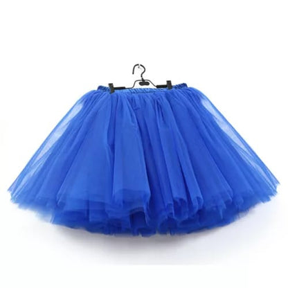 Elegant Women Flared Knee-Length Net Skirt – Layered Tulle Party & Casual Wear blue