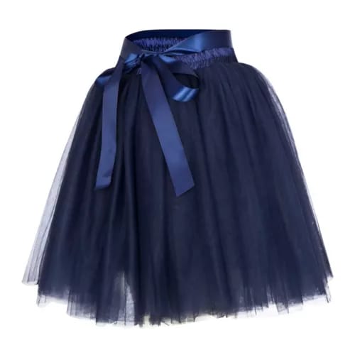 Elegant Women Flared Knee-Length Net Skirt – Layered Tulle Party & Casual Wear blue