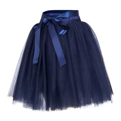 Elegant Women Flared Knee-Length Net Skirt – Layered Tulle Party & Casual Wear blue