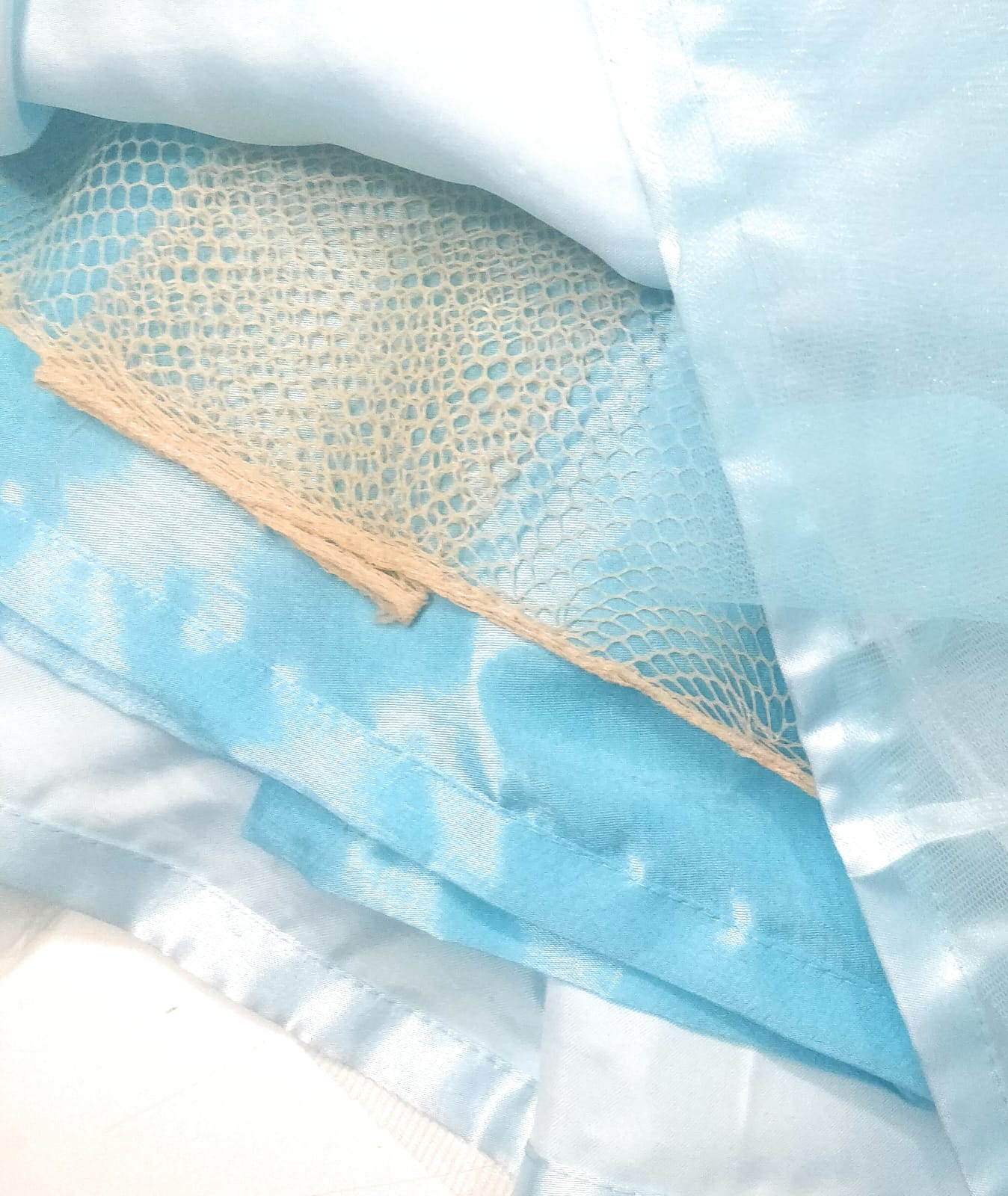 Sky Blue One-Shoulder Floral Tulle Dress for Girls