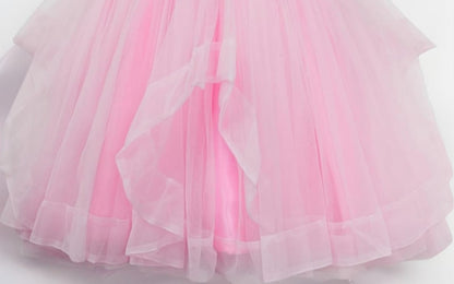 Elegant Women Embellished Sequined Boat Neck Net Fit & Flare Maxi Dress – Party & Evening Gown pink