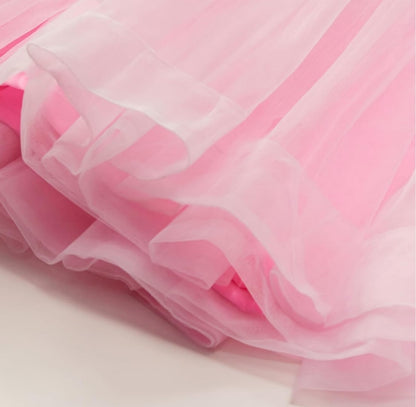 Elegant Women Embellished Sequined Boat Neck Net Fit & Flare Maxi Dress – Party & Evening Gown pink