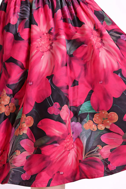 Elegant Women Floral Printed Sleeveless Satin Knee-Length Dress – Chic Casual & Party Wear