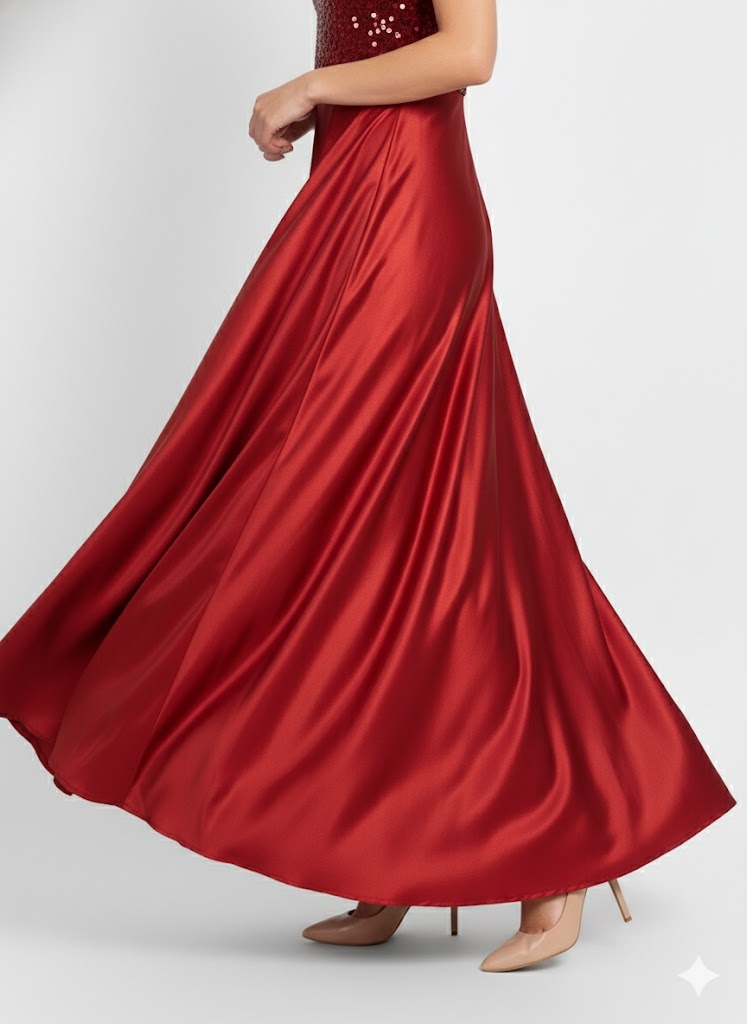 Elegant Women One-Shoulder Net Maxi Dress – Asymmetrical Tulle Evening Gown red