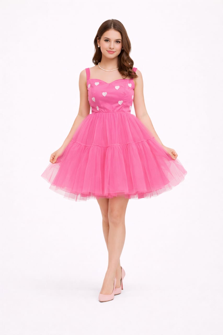 Elegant Women Printed Net Fit & Flare Dress – Stylish Party & Occasion Wear