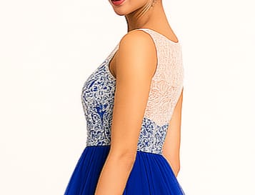 Elegant Women Embroidered Net Backless Gown Maxi Dress – Designer Party & Wedding Wear blue