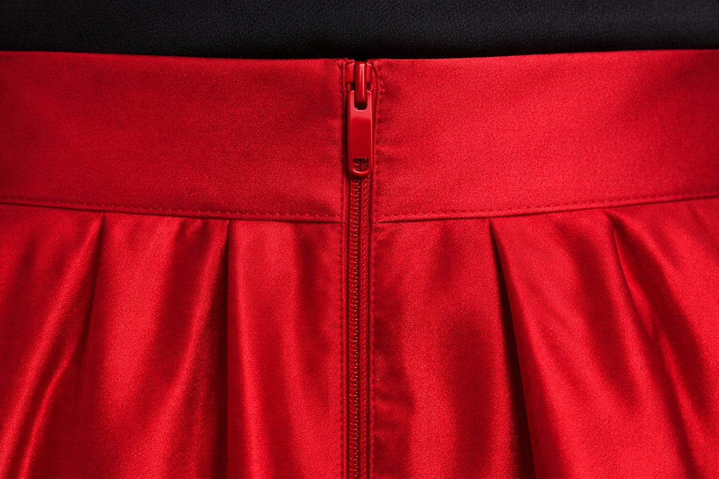 Women Satin A-Line Skirt – Trendy High Waist Party & Casual Wear red