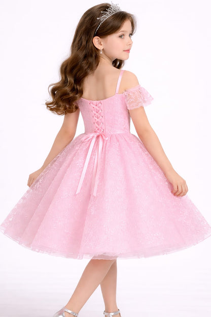 Baby Pink Lace Princess Party Dress for Girls