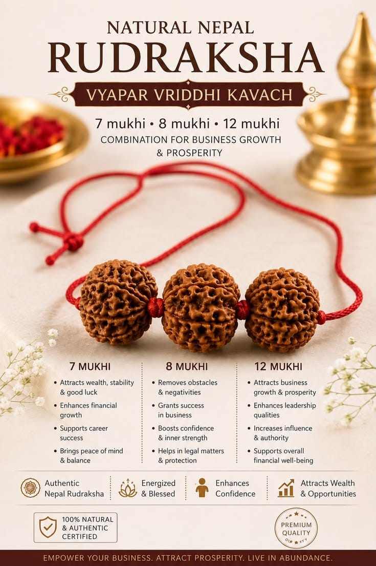 Tilism Rudraksh Vyapar Vriddhi Kavach | 7, 8 & 12 Mukhi