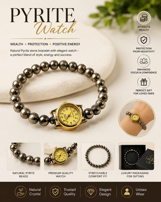 Tilism Pyrite Stone Watch | Elegant Quartz Analog Watch