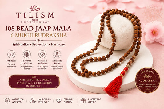 6 Mukhi Rudraksha 108 Bead Jaap Mala | Spiritual Mala | Tilism
