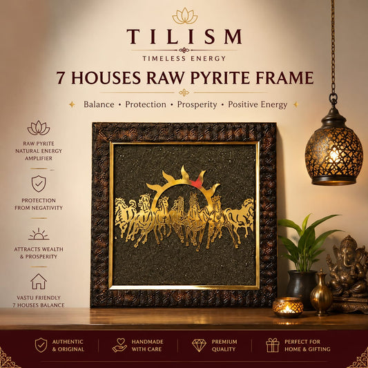 7 Houses Raw Pyrite Frame for Home & Office | Tilism