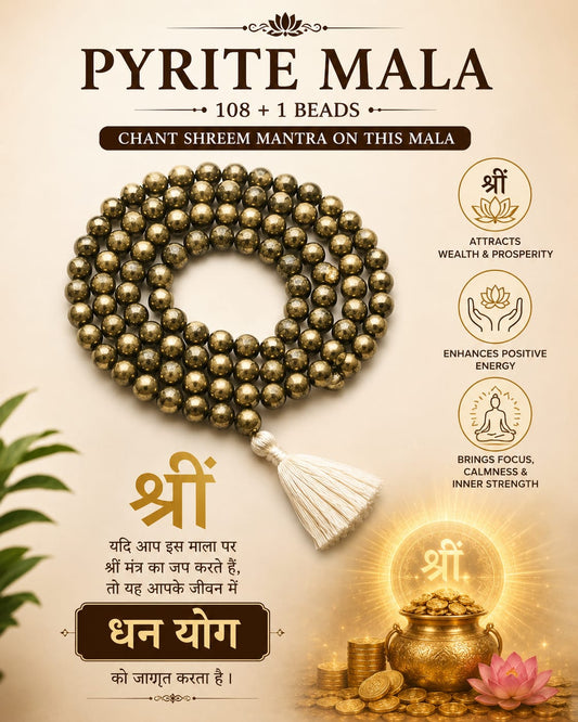 Pyrite Mala 108 Beads | Traditional Spiritual Mala | Tilism