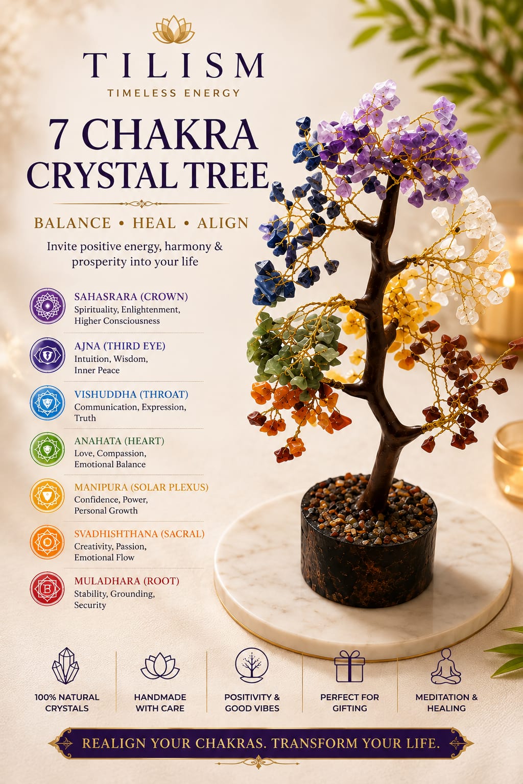 Tilism Chakra Crystal Tree | Meditation & Wellness Décor