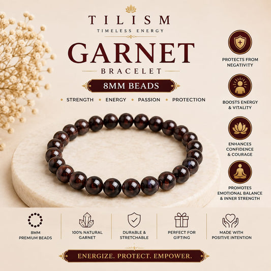 8 mm Garnet Gemstone Bracelet | Traditional & Spiritual Wear