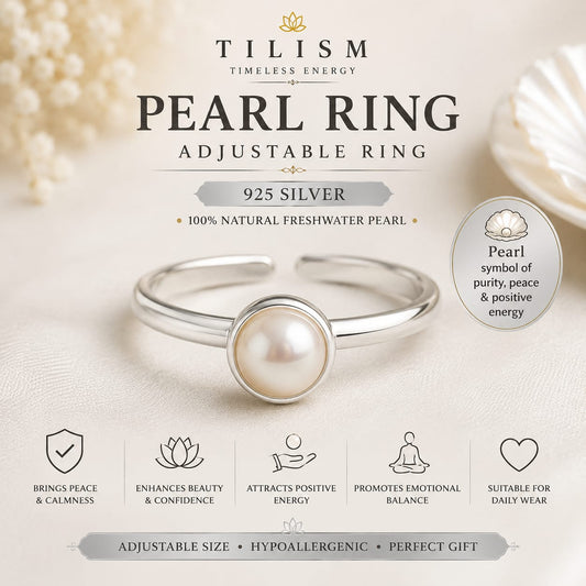 Pearl Silver Ring Adjustable Design | Traditional Jewellery | Tilism