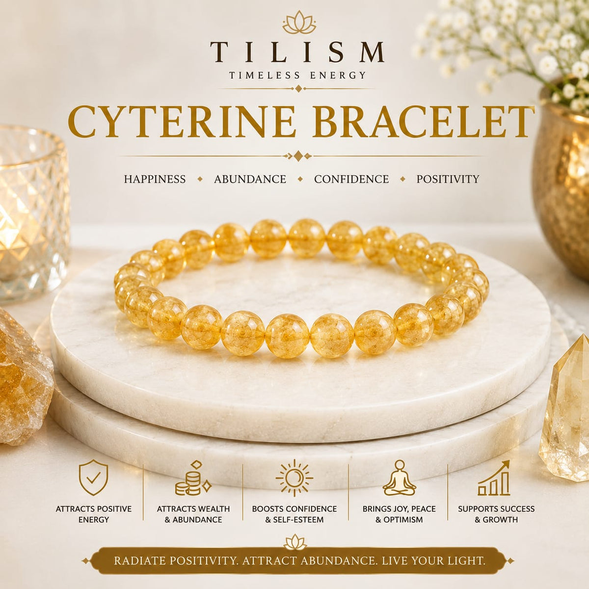 Citrine Crystal Bracelet | Traditional Gemstone Jewellery | Tilism