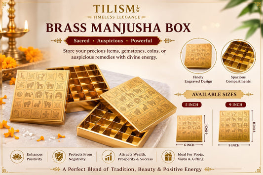 Tilism Brass Manjusha Box with Compartments for Pooja & Vastu