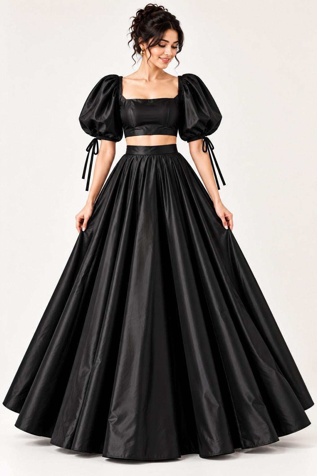 Black Women’s Crop Top Long Skirt | Wedding & Party Wear