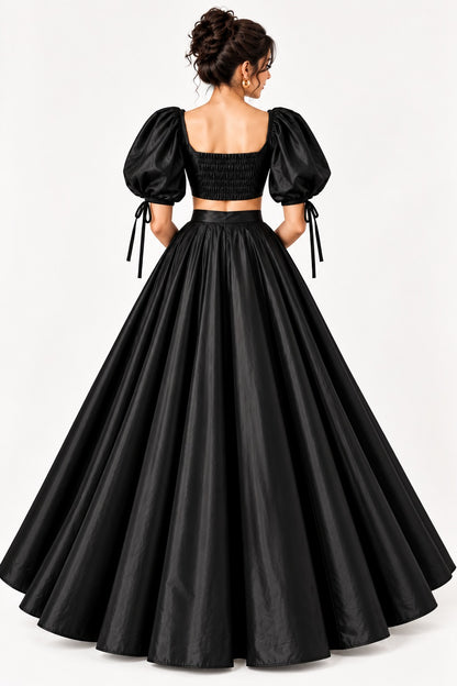 Black Women’s Crop Top Long Skirt | Wedding & Party Wear
