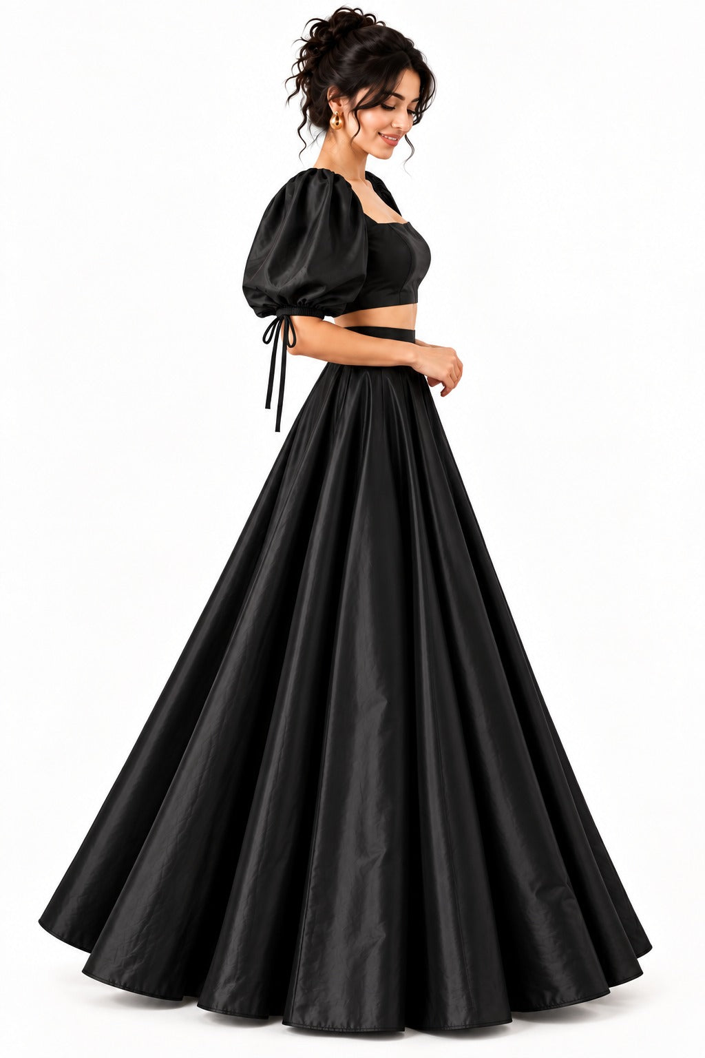 Black Women’s Crop Top Long Skirt | Wedding & Party Wear