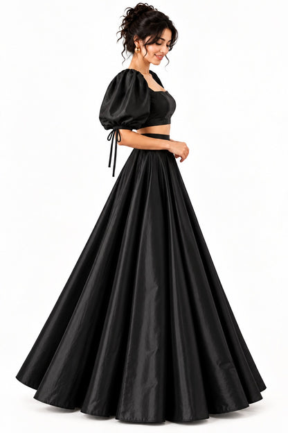 Black Women’s Crop Top Long Skirt | Wedding & Party Wear