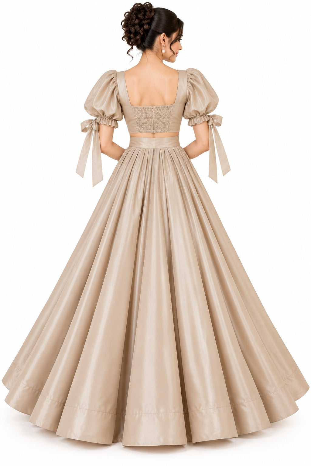 Champagne Crop Top Skirt Set | Women’s Festive & Party Wear