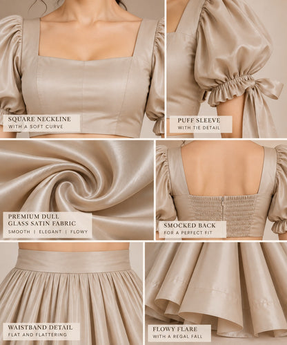 Champagne Crop Top Skirt Set | Women’s Festive & Party Wear