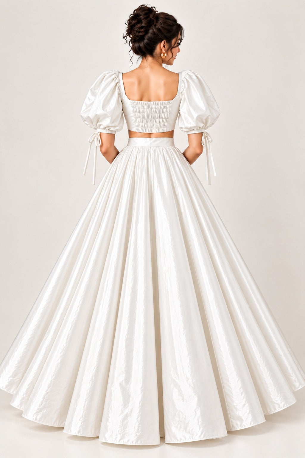 Women’s White Glass Satin Skirt Set | Elegant Occasion Wear