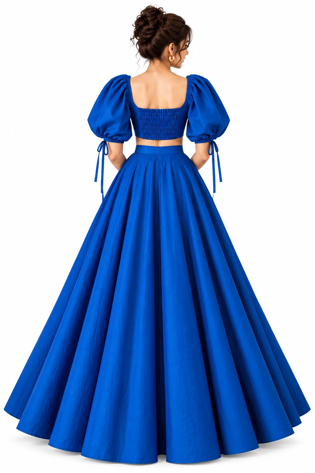 Royal Blue Crop Top Skirt Set | Women’s Festive & Party Wear