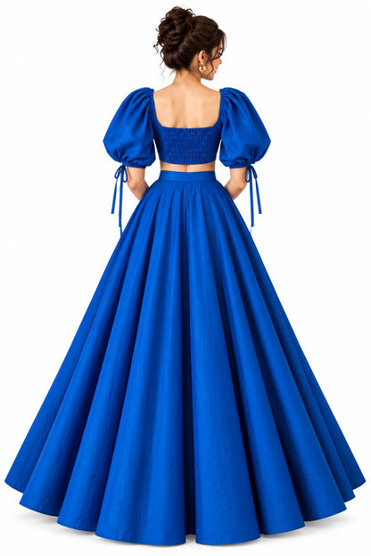 Royal Blue Crop Top Skirt Set | Women’s Festive & Party Wear
