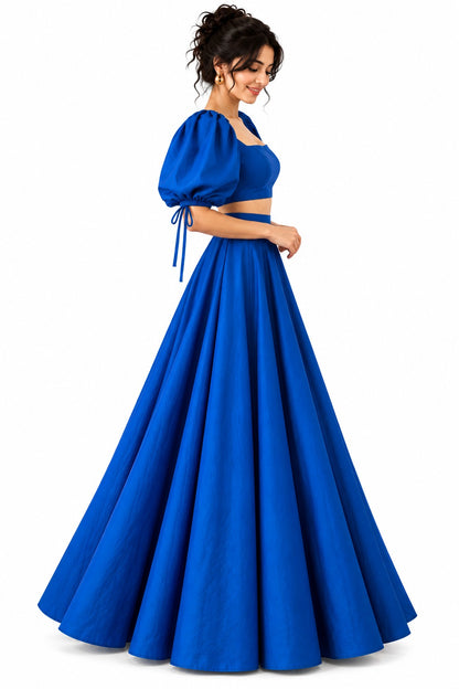 Royal Blue Crop Top Skirt Set | Women’s Festive & Party Wear
