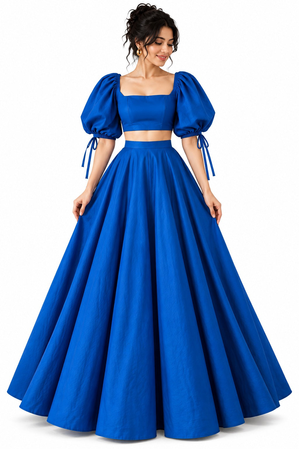 Royal Blue Crop Top Skirt Set | Women’s Festive & Party Wear