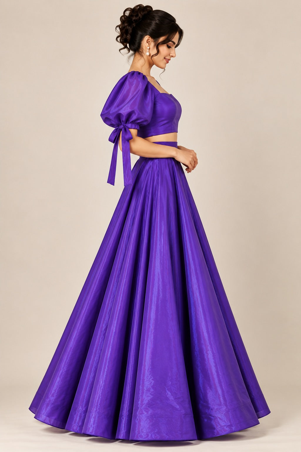 Women’s Fully Stitched Crop Top & Skirt Set | Royal Purple