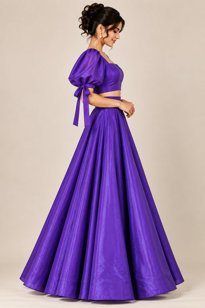 Women’s Fully Stitched Crop Top & Skirt Set | Royal Purple