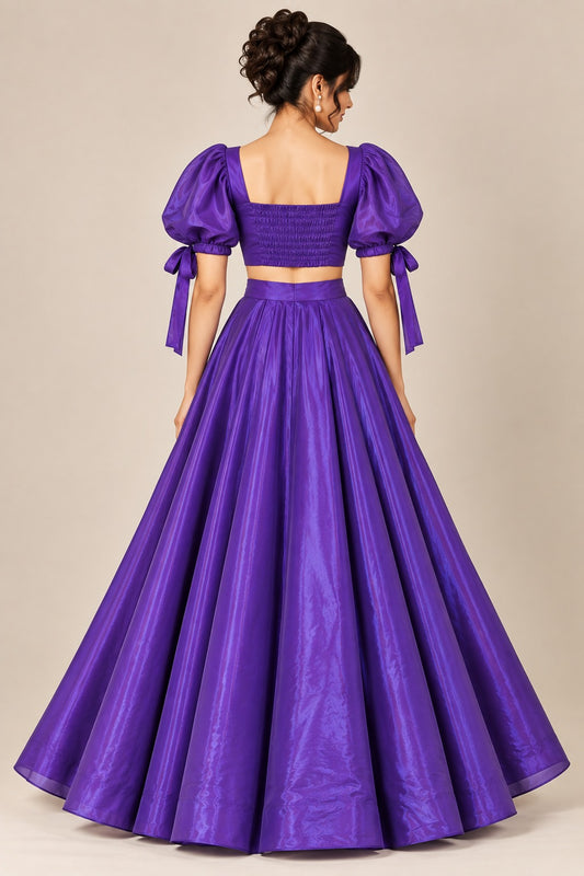 Women’s Fully Stitched Crop Top & Skirt Set | Royal Purple