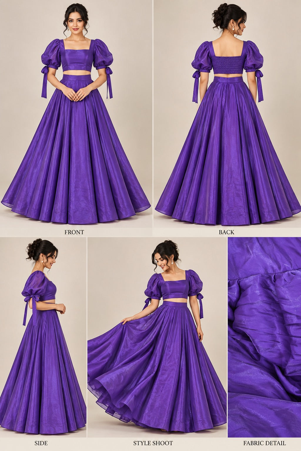 Women’s Fully Stitched Crop Top & Skirt Set | Royal Purple
