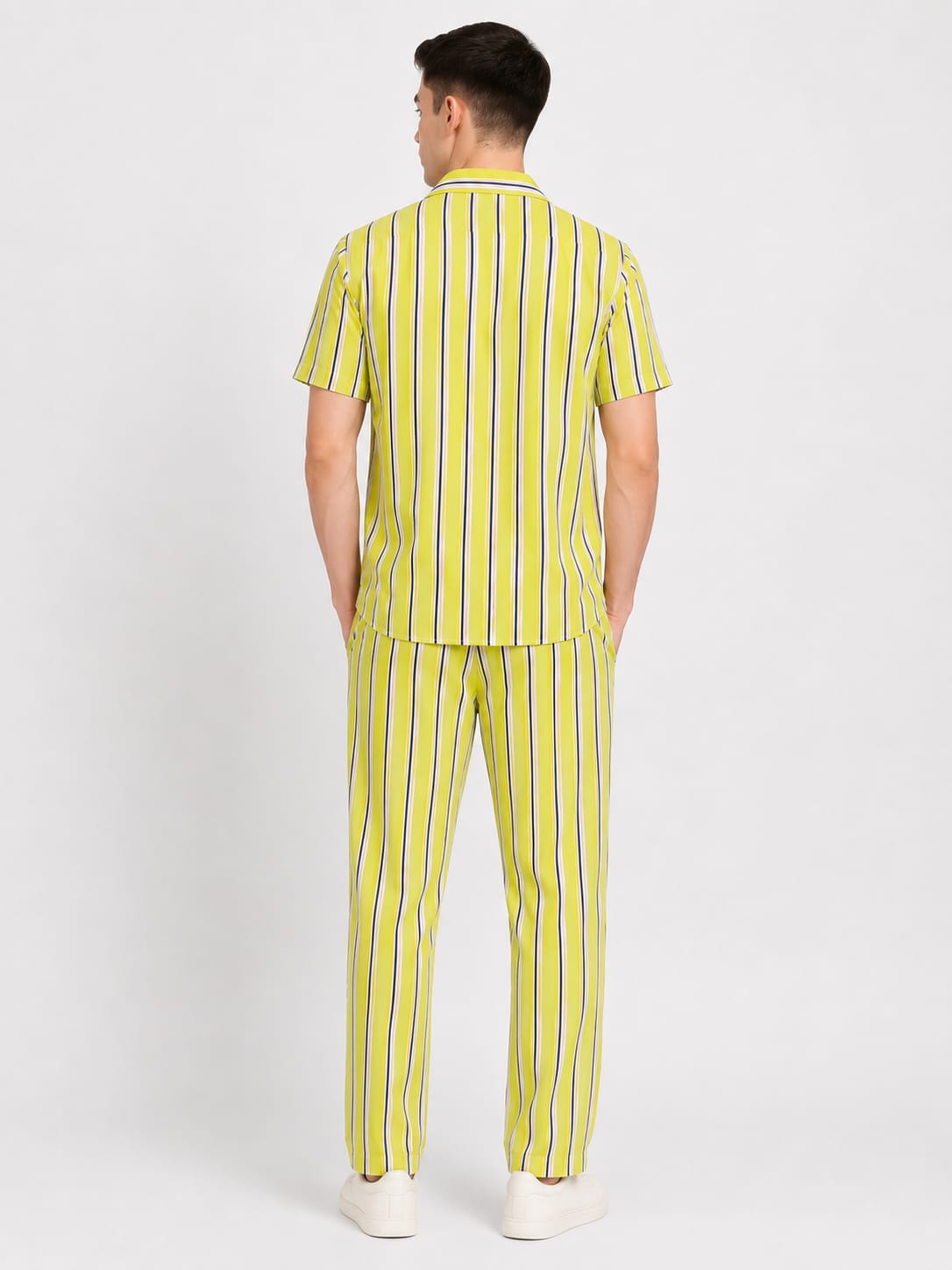 Men’s Cotton Co-ord Set | Lime Green Casual Two-Piece Set